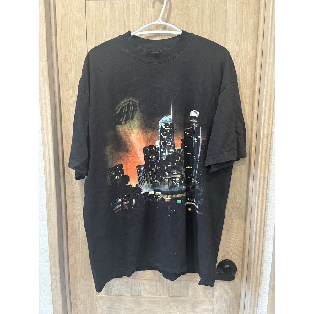 Menace Los Angeles T-Shirt Men's Large Black Skyline View Streetwear Skater